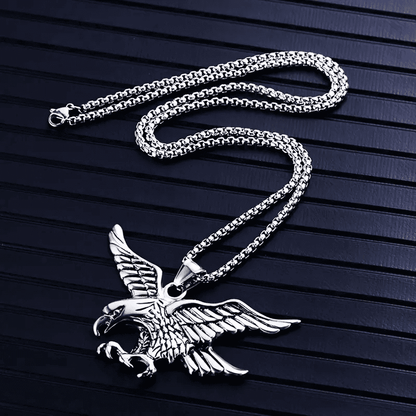 EAGLE-HUNTER (T) - Pure Titanium Steel Pendant with Stainless Steel 24inch Round Box Chain, European trending Style for Men & Boy - THE MEN THING