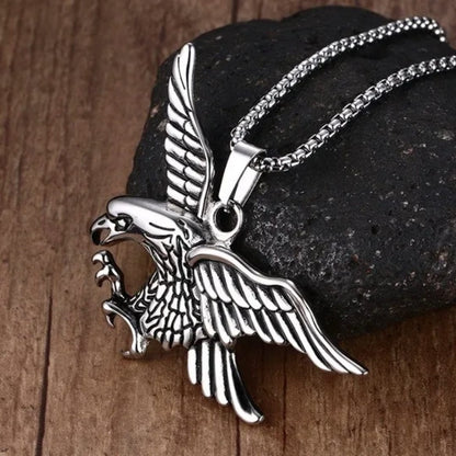 EAGLE-HUNTER (T) - Pure Titanium Steel Pendant with Stainless Steel 24inch Round Box Chain, European trending Style for Men & Boy - THE MEN THING