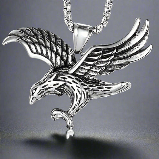 EAGLE-SHARP - Alloy Pendant with Pure Stainless Steel 24inch Round Body Chain, European trending Style for Men & Boy - THE MEN THING