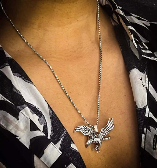 EAGLE-SHARP - Alloy Pendant with Pure Stainless Steel 24inch Round Body Chain, European trending Style for Men & Boy - THE MEN THING