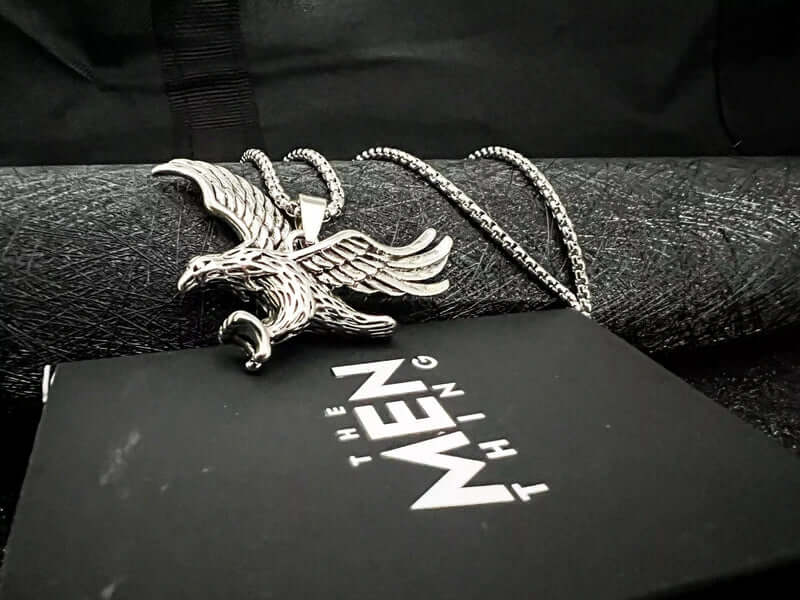EAGLE-SHARP - Alloy Pendant with Pure Stainless Steel 24inch Round Body Chain, European trending Style for Men & Boy - THE MEN THING