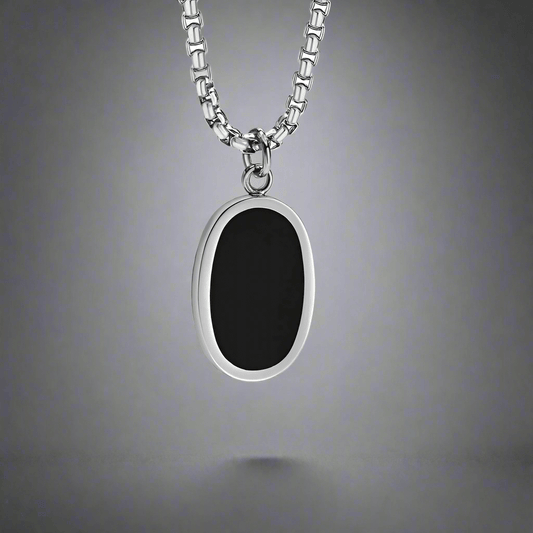 ECLIPSE BLACK - Pure Titanium Steel Pendant with 24inch Round Box Chain for Men & Boys - THE MEN THING