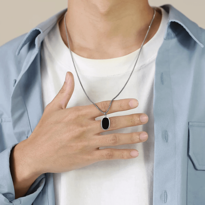 ECLIPSE BLACK - Pure Titanium Steel Pendant with 24inch Round Box Chain for Men & Boys - THE MEN THING