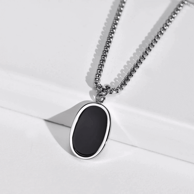 ECLIPSE BLACK - Pure Titanium Steel Pendant with 24inch Round Box Chain for Men & Boys - THE MEN THING