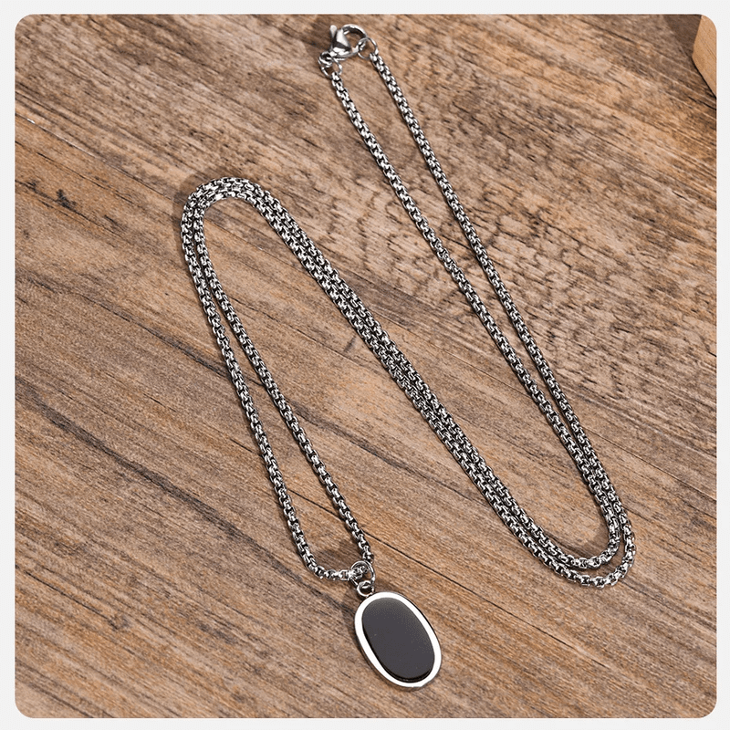 ECLIPSE BLACK - Pure Titanium Steel Pendant with 24inch Round Box Chain for Men & Boys - THE MEN THING