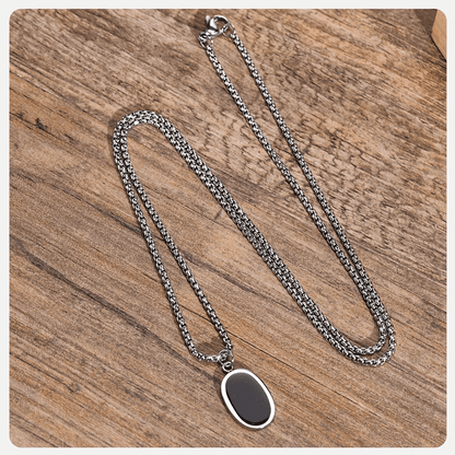 ECLIPSE BLACK - Pure Titanium Steel Pendant with 24inch Round Box Chain for Men & Boys - THE MEN THING