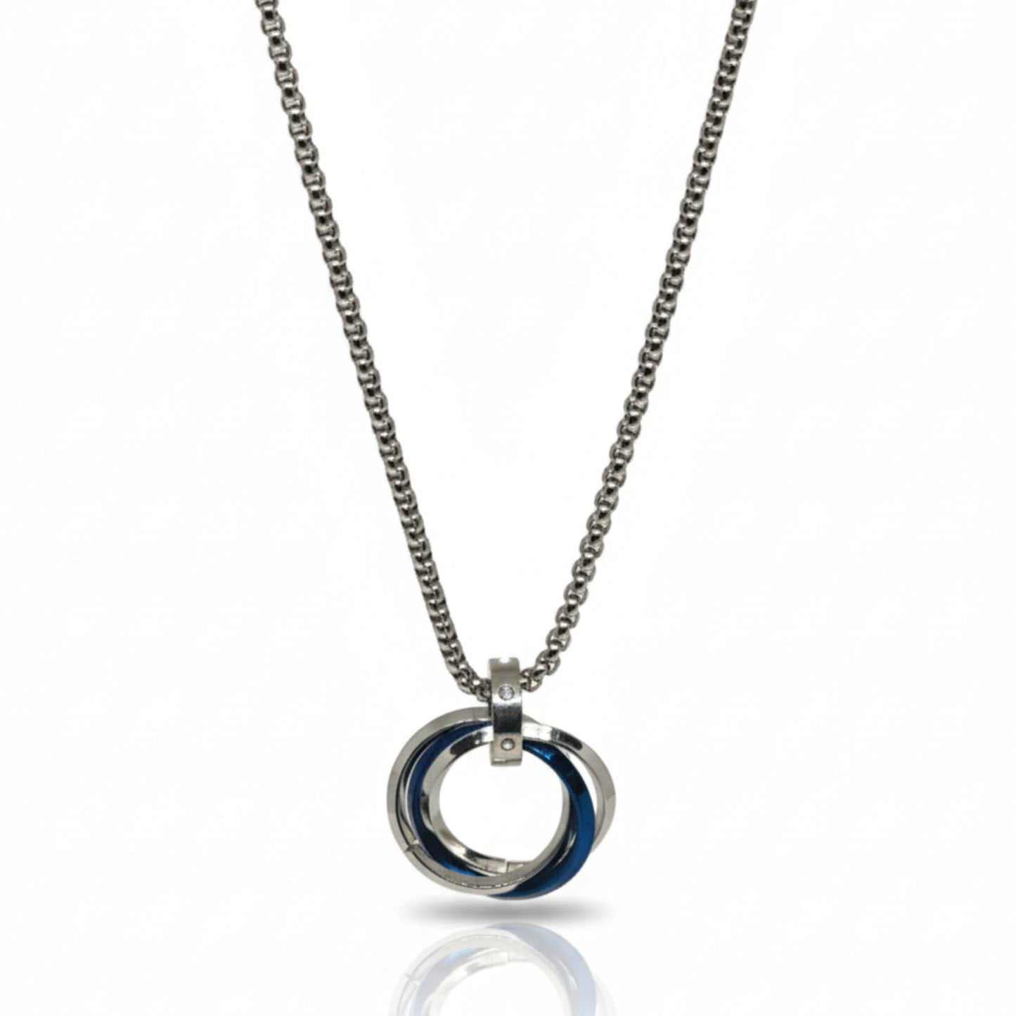 ECLIPSE NEXUS BLUE - 4mm Titanium Steel Pendant with 24inch Round Box 4mm Chain for Men & Boys - THE MEN THING