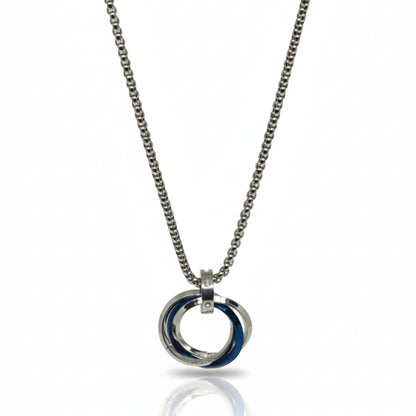 ECLIPSE NEXUS BLUE - 4mm Titanium Steel Pendant with 24inch Round Box 4mm Chain for Men & Boys - THE MEN THING