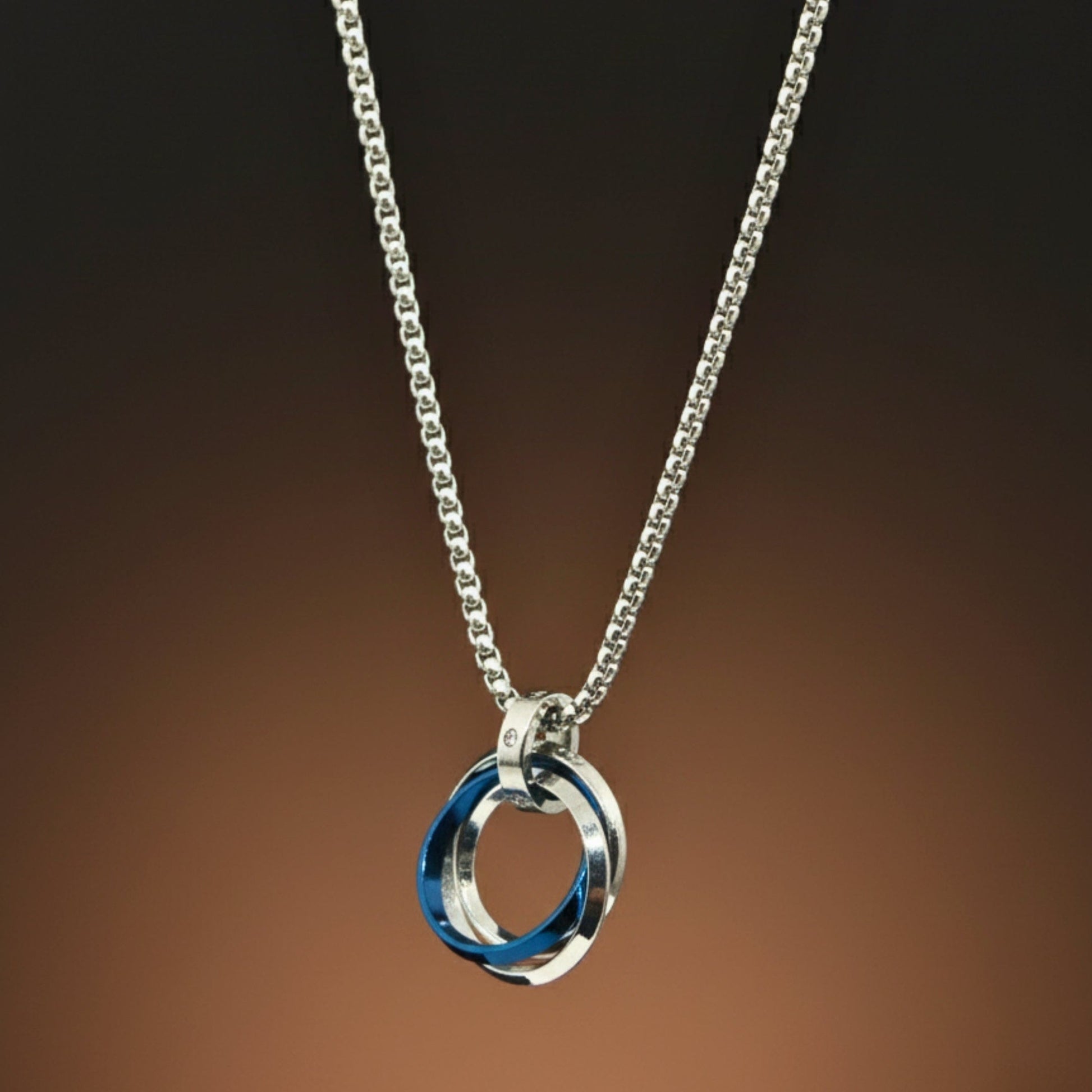 ECLIPSE NEXUS BLUE - 4mm Titanium Steel Pendant with 24inch Round Box 4mm Chain for Men & Boys - THE MEN THING