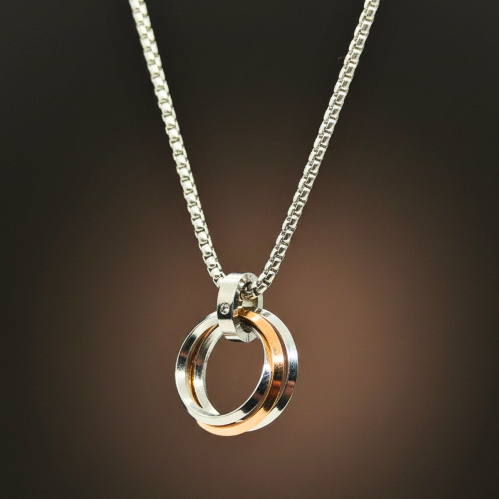 ECLIPSE NEXUS ROSE GOLD - 4mm Titanium Steel Pendant with 24inch Round Box 4mm Chain for Men & Boys - THE MEN THING