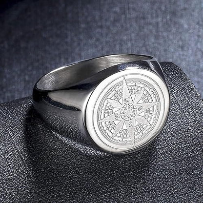 ECLIPTIX COMPASS RING - Pure Stainless Steel Men’s Steel-Plated Ring – Statement Luxury Jewelry (Size : 16-22-27) - THE MEN THING