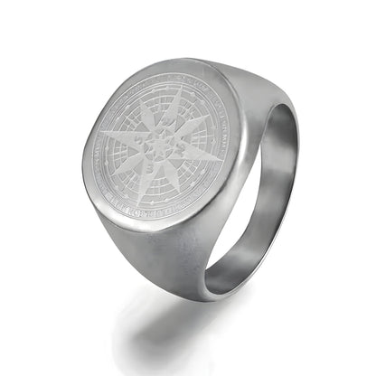 ECLIPTIX COMPASS RING - Pure Stainless Steel Men’s Steel-Plated Ring – Statement Luxury Jewelry (Size : 16-22-27) - THE MEN THING