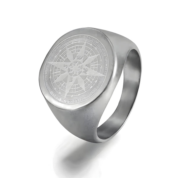 ECLIPTIX COMPASS RING - Pure Stainless Steel Men’s Steel-Plated Ring – Statement Luxury Jewelry (Size : 16-22-27)