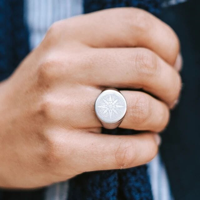 ECLIPTIX COMPASS RING - Pure Stainless Steel Men’s Steel-Plated Ring – Statement Luxury Jewelry (Size : 16-22-27) - THE MEN THING