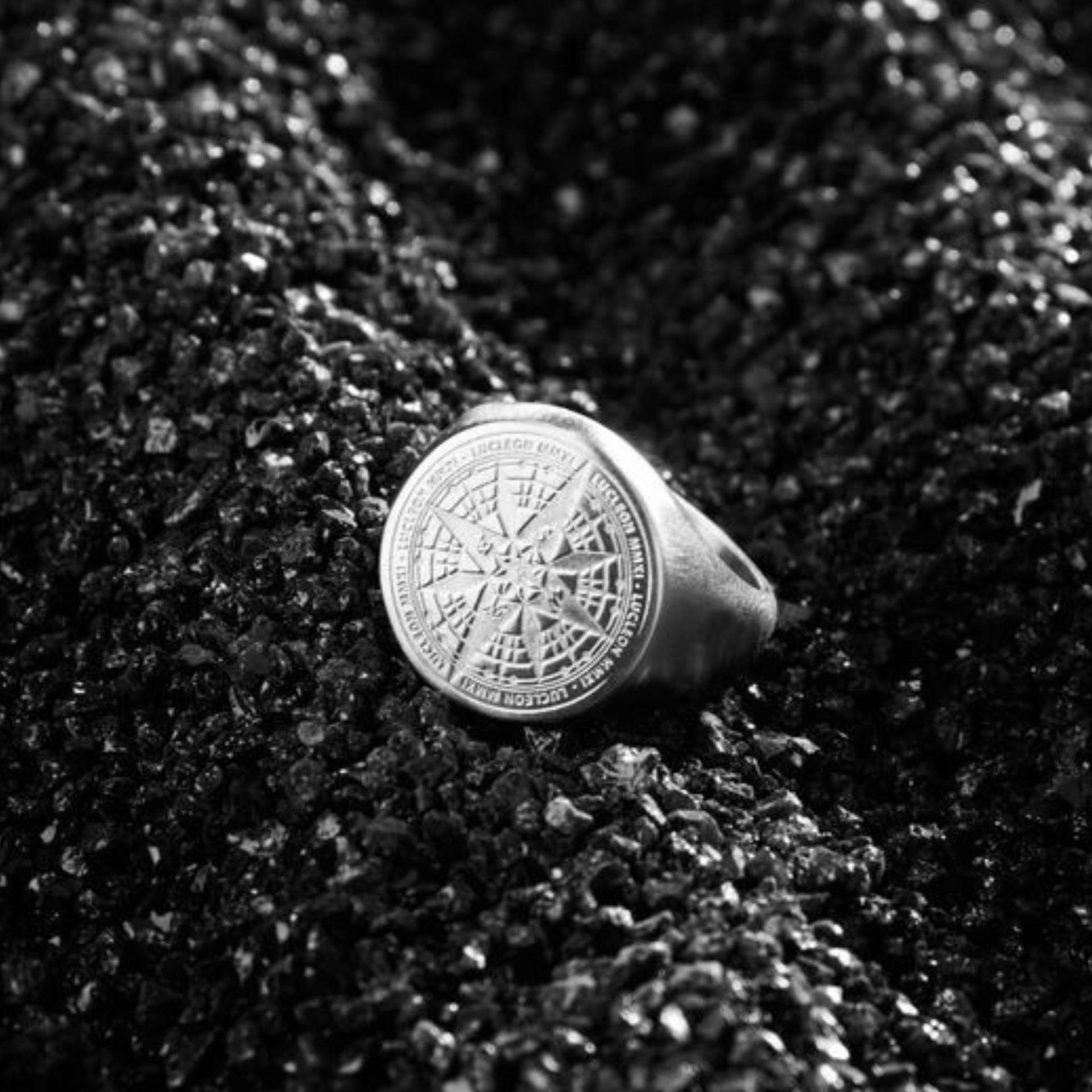 ECLIPTIX COMPASS RING - Pure Stainless Steel Men’s Steel-Plated Ring – Statement Luxury Jewelry (Size : 16-22-27) - THE MEN THING