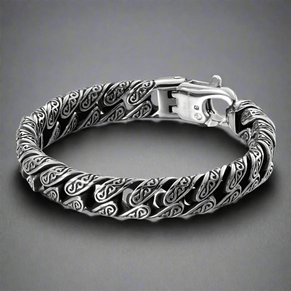EGYPTIAN ANKH - 12mm Pure Titanium Steel Bracelet, Curb Chain Bracelet with Lobster Claw Buckle for Men & Boy (8inch) - THE MEN THING