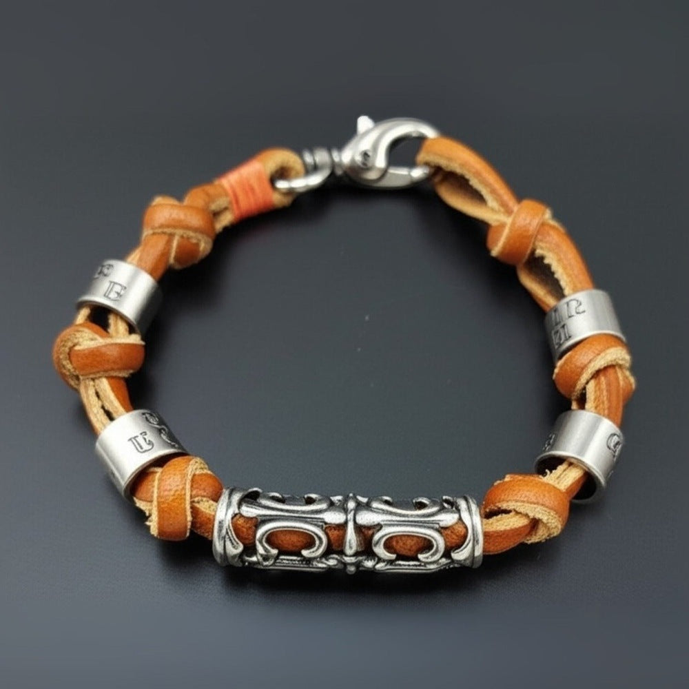 ELYON - Genuine Leather Braided Bracelet with Lobster Clasp for Men & Boys (8 inch) - THE MEN THING