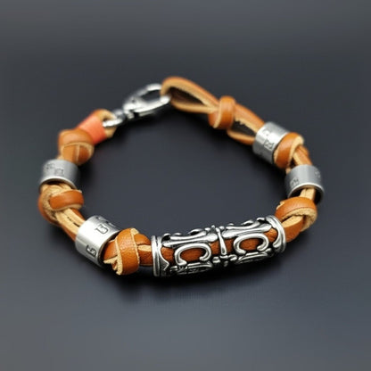 ELYON - Genuine Leather Braided Bracelet with Lobster Clasp for Men & Boys (8 inch) - THE MEN THING