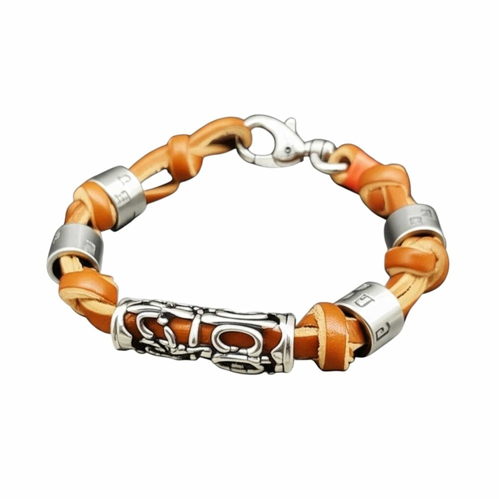 ELYON - Genuine Leather Braided Bracelet with Lobster Clasp for Men & Boys (8 inch) - THE MEN THING