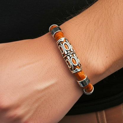 ELYON - Genuine Leather Braided Bracelet with Lobster Clasp for Men & Boys (8 inch) - THE MEN THING
