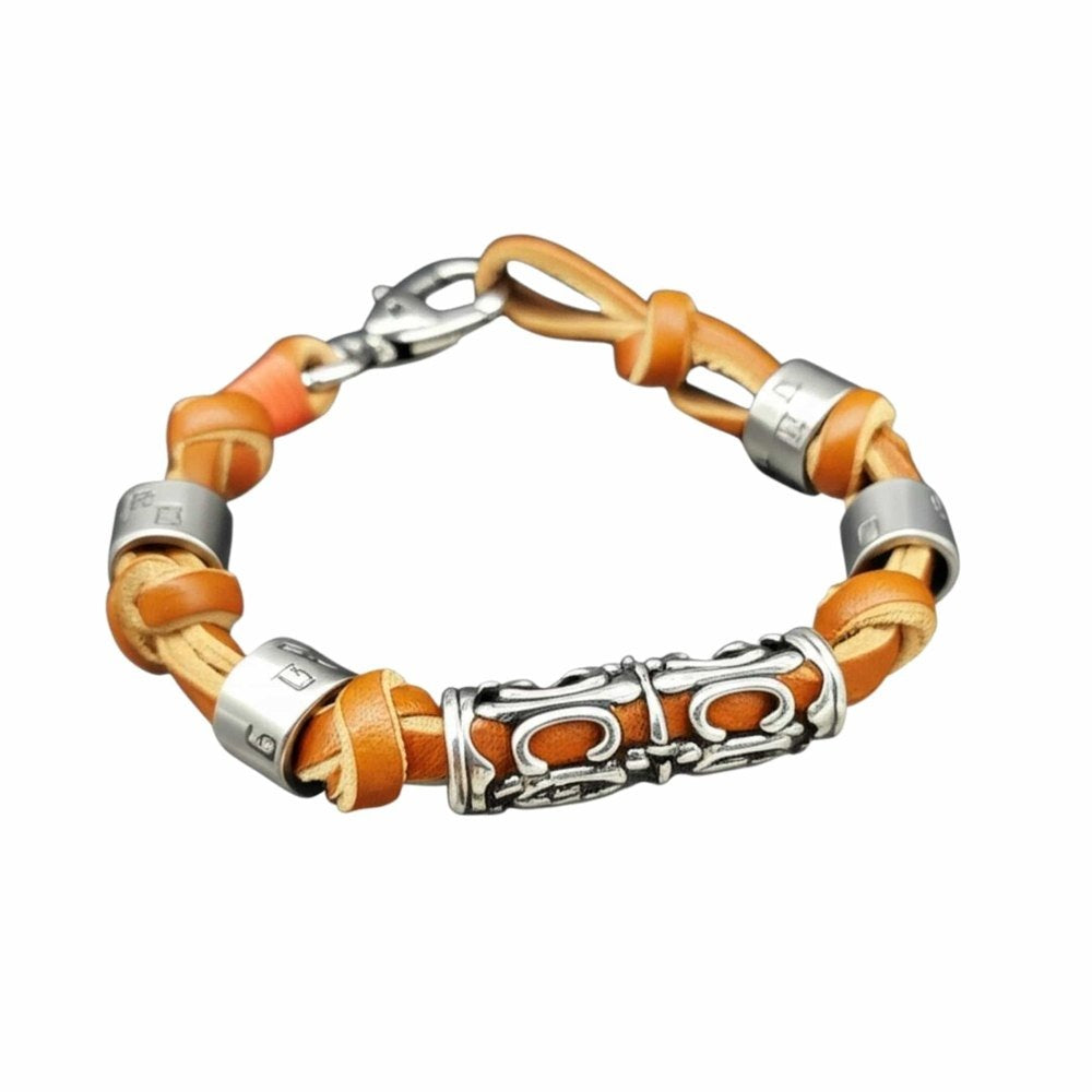 ELYON - Genuine Leather Braided Bracelet with Lobster Clasp for Men & Boys (8 inch) - THE MEN THING