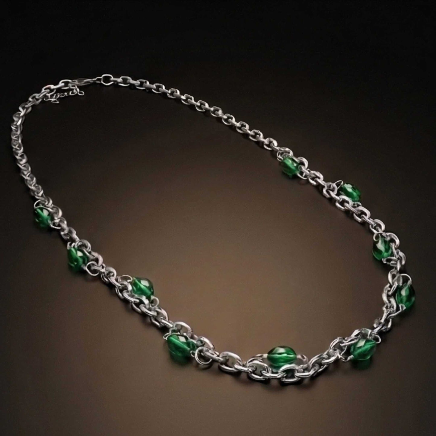 EMERALD BEAD - Titanium Steel Pendant with 20 to 22inch Adjustable Chain for Men & Boys - THE MEN THING