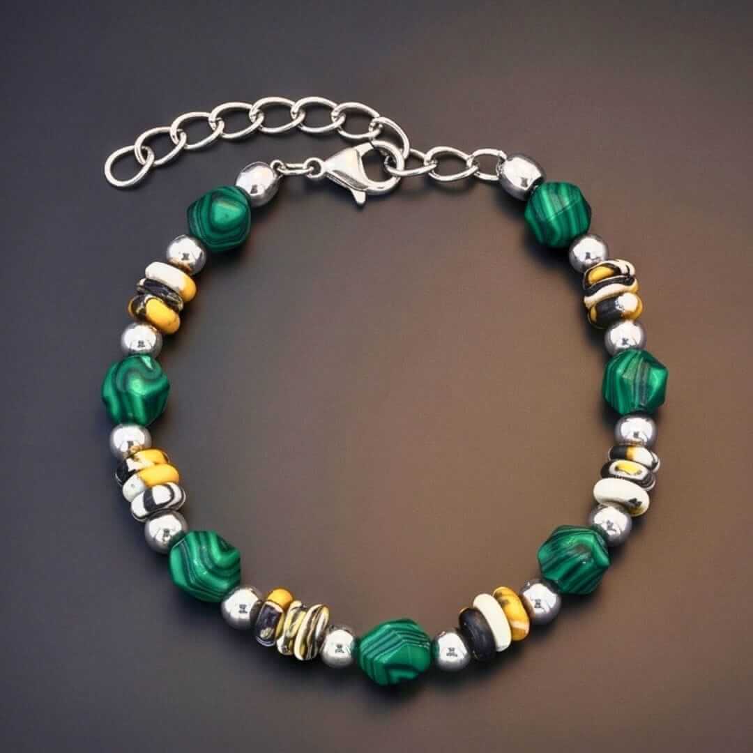 EMERALD FUSION - 7mm Beads Bracelet with Natural Stone - 6.5 to 8.5 inch Adjustable Bracelet — Beads Bracelet for Men | THE MEN THING