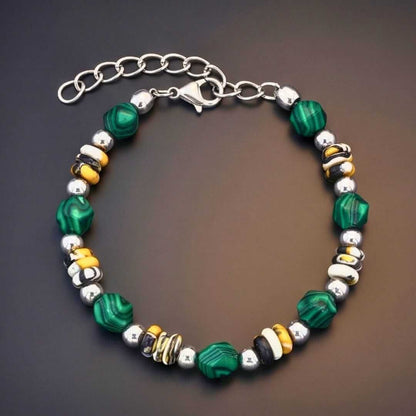 EMERALD FUSION - 7mm Beads Bracelet with Natural Stone - 6.5 to 8.5 inch Adjustable Bracelet — Beads Bracelet for Men | THE MEN THING