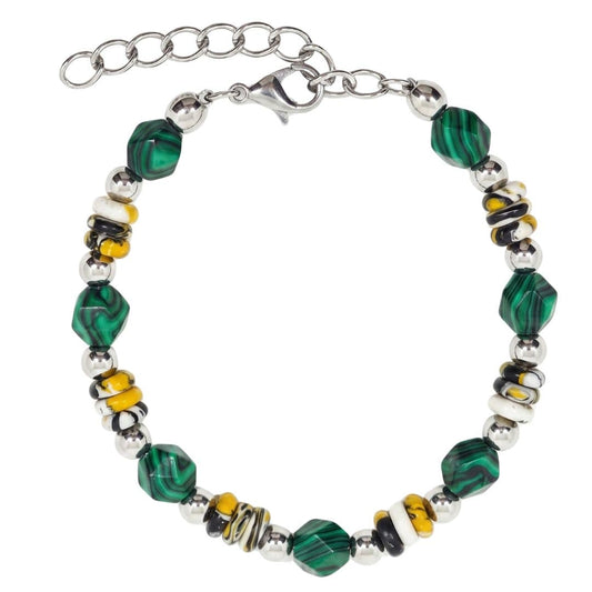 EMERALD FUSION - 7mm Beads Bracelet with Natural Stone - 6.5 to 8.5 inch Adjustable Bracelet - THE MEN THING