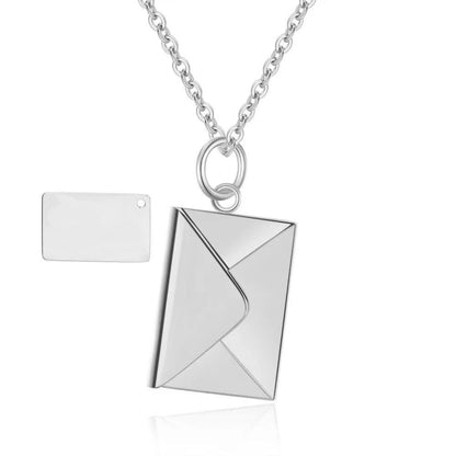 ENGRAVED - ENVELOPE LETTER - Pure Titanium Steel Pendant with 18inch Round Rolo Chain for Men & Boys - THE MEN THING