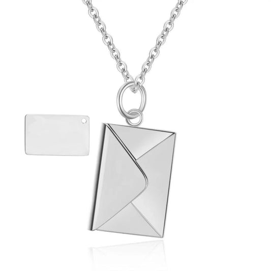 ENGRAVED - ENVELOPE LETTER - Pure Titanium Steel Pendant with 18inch Round Rolo Chain for Men & Boys - THE MEN THING