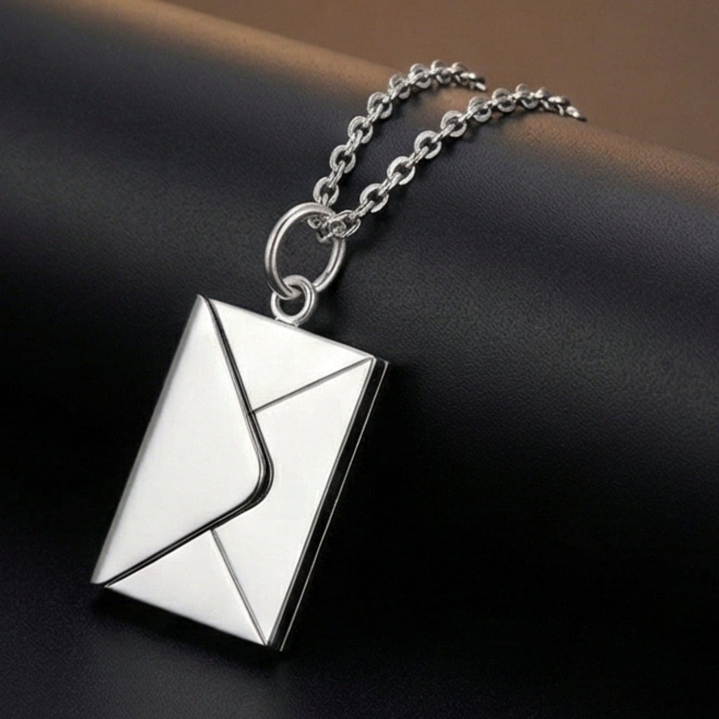 ENGRAVED - ENVELOPE LETTER - Pure Titanium Steel Pendant with 18inch Round Rolo Chain for Men & Boys - THE MEN THING