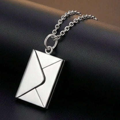 ENGRAVED - ENVELOPE LETTER - Pure Titanium Steel Pendant with 18inch Round Rolo Chain for Men & Boys - THE MEN THING