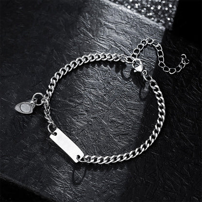ENGRAVED - TWIN HEART MAGNET - Pure Stainless Steel with Lobster Clasp for Couples Bracelet  (8inch) - THE MEN THING