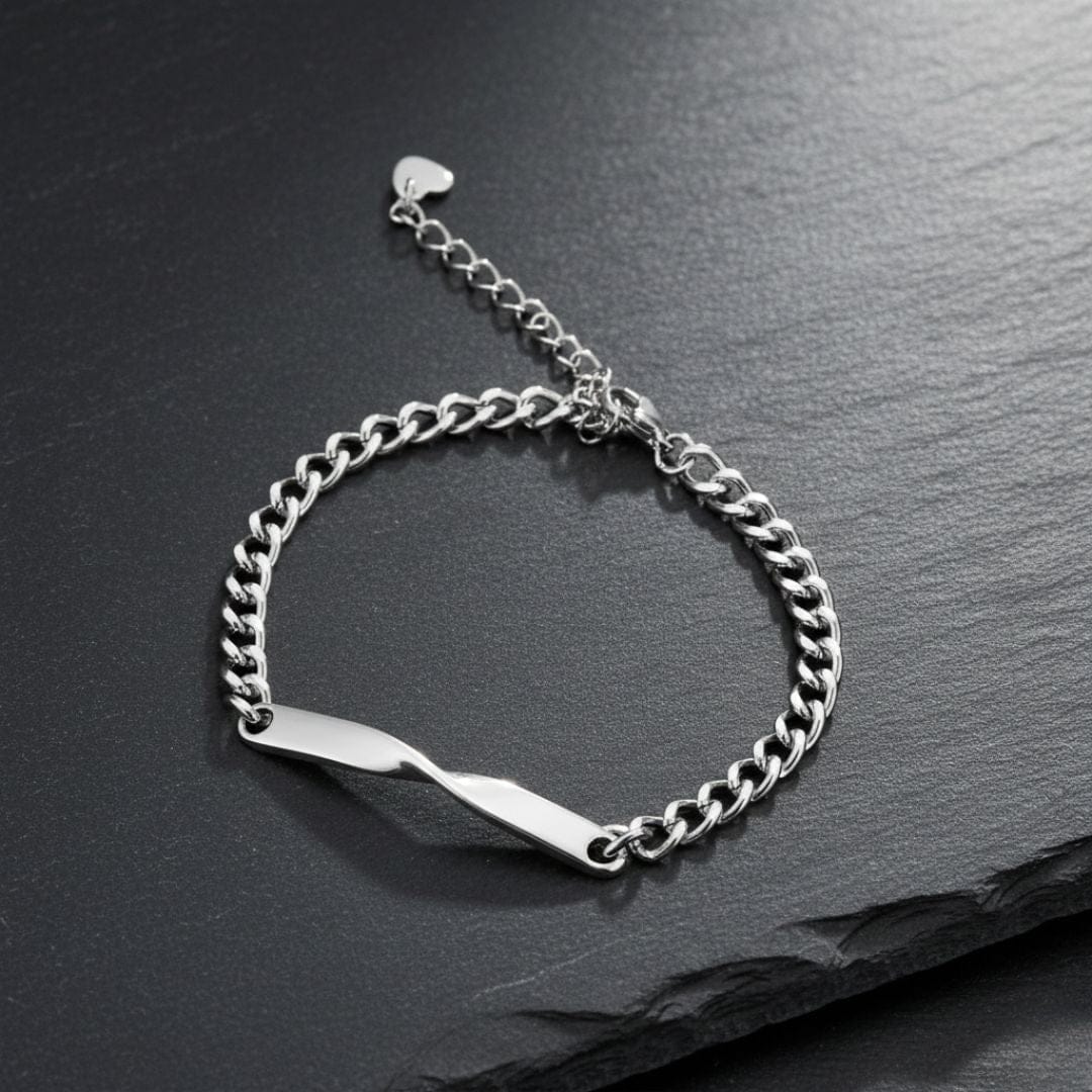 ETERNAL TWISTED BAR LINK - Pure Titanium Steel Adjustable Bracelet for Men & Boys — Steel Bracelets for Men | THE MEN THING
