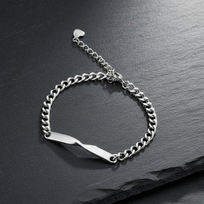 ETERNAL TWISTED BAR LINK - Pure Titanium Steel Adjustable Bracelet for Men & Boys — Steel Bracelets for Men | THE MEN THING