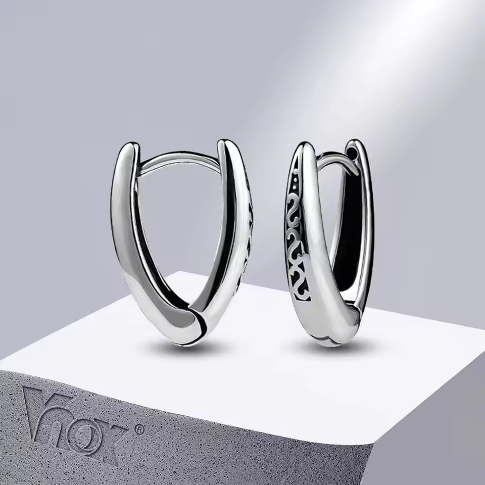 EVOSTUDS SILVER - Titanium Steel Hoop Earrings for Men & Boys (2 Pcs) - THE MEN THING