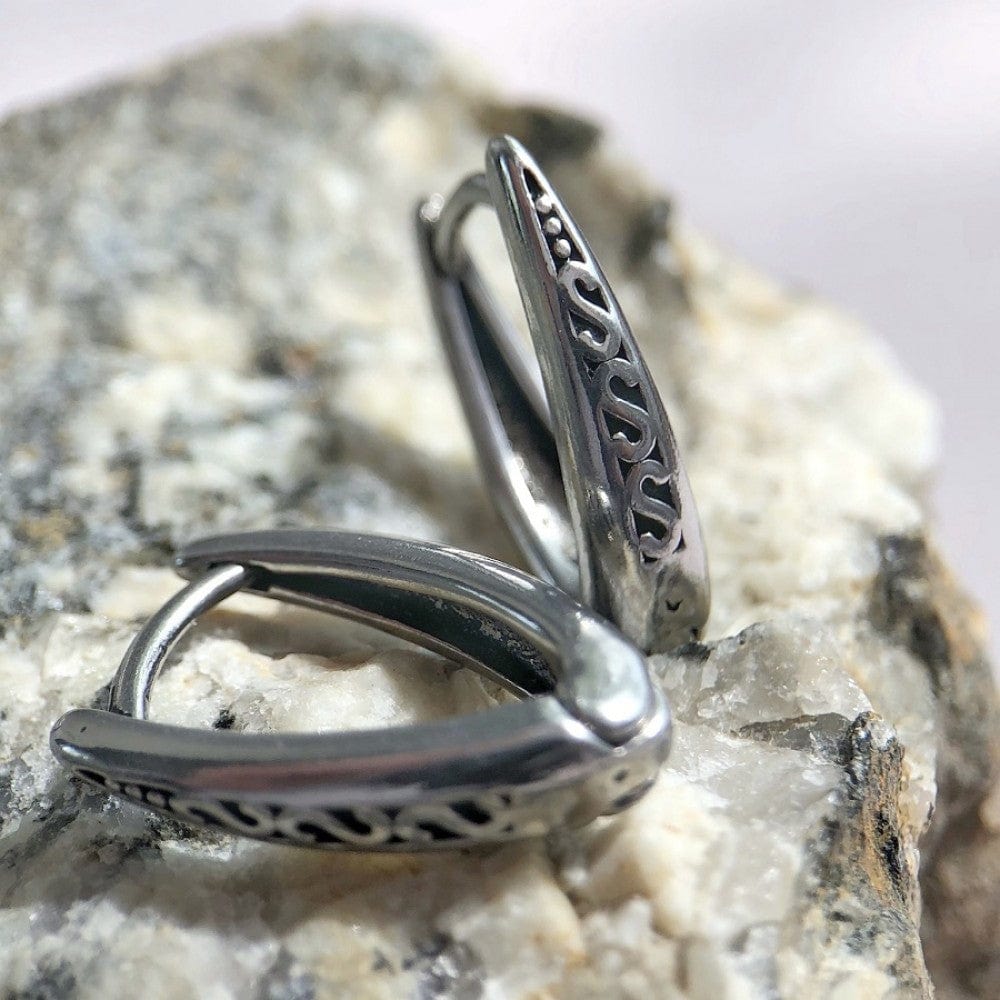 EVOSTUDS SILVER - Titanium Steel Hoop Earrings for Men & Boys (2 Pcs) - THE MEN THING