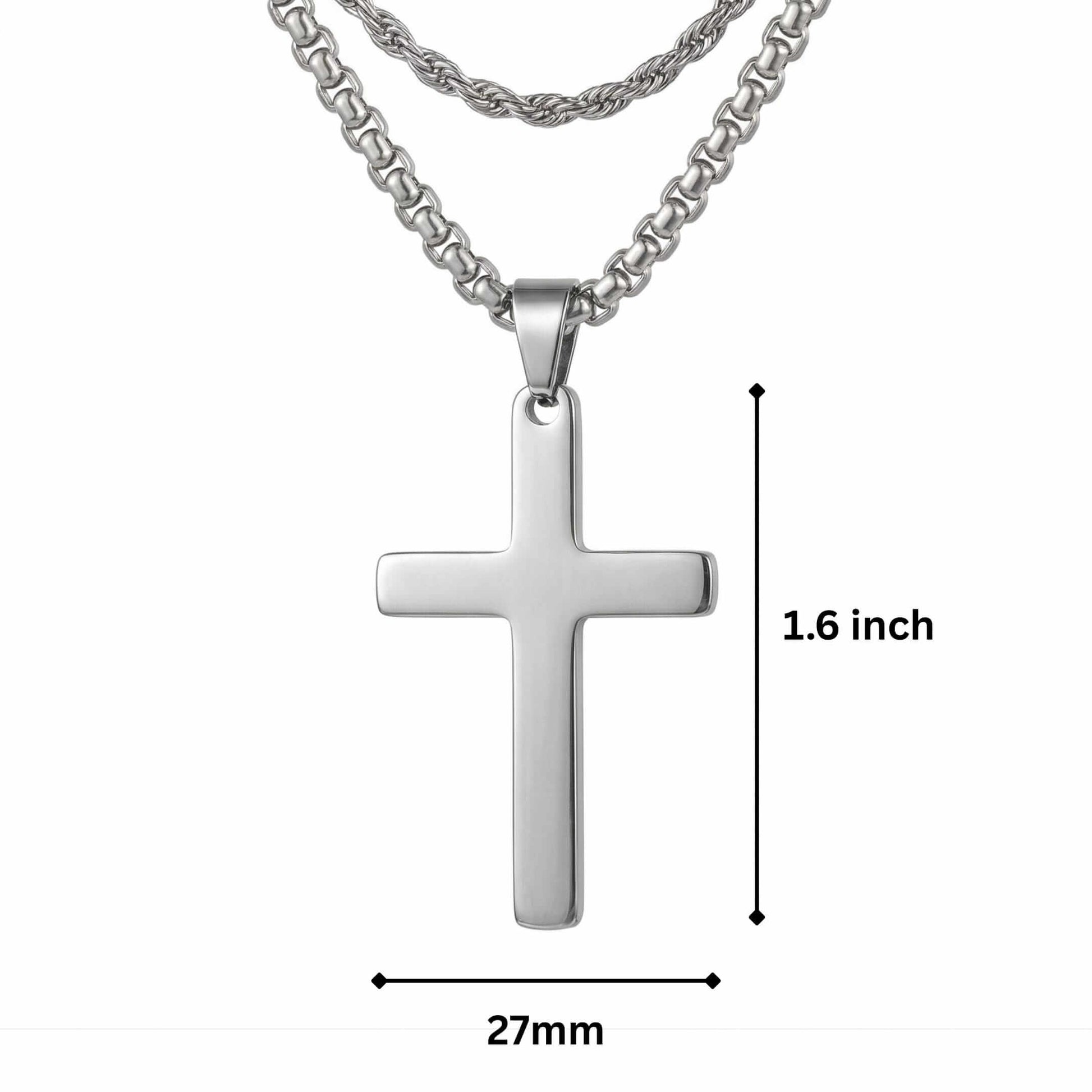 FAITH LAYER STEEL - 27mm Titanium Steel Pendant with 23inch Round Box and Twisted 4mm Chain for Men & Boys — SS Pendant/ Necklace for Men | THE MEN THING
