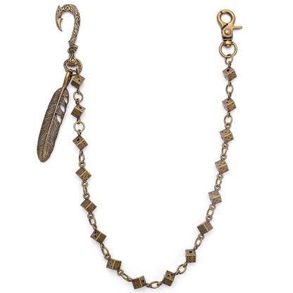 FEATHER DICE - Antique Bronze 10mm Titanium Steel Heavy Biker Chain for Jeans with Lobster Clasps for Men & Boys - 21 inch - THE MEN THING