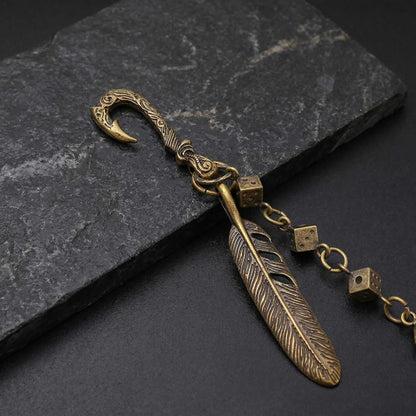 FEATHER DICE - Antique Bronze 10mm Titanium Steel Heavy Biker Chain for Jeans with Lobster Clasps for Men & Boys - 21 inch - THE MEN THING