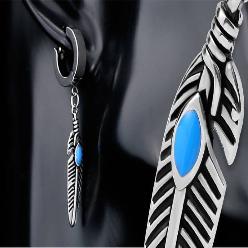 FEATHER SILVER - Titanium Steel Hoop Earrings for Men & Boys (2 Pcs) - THE MEN THING