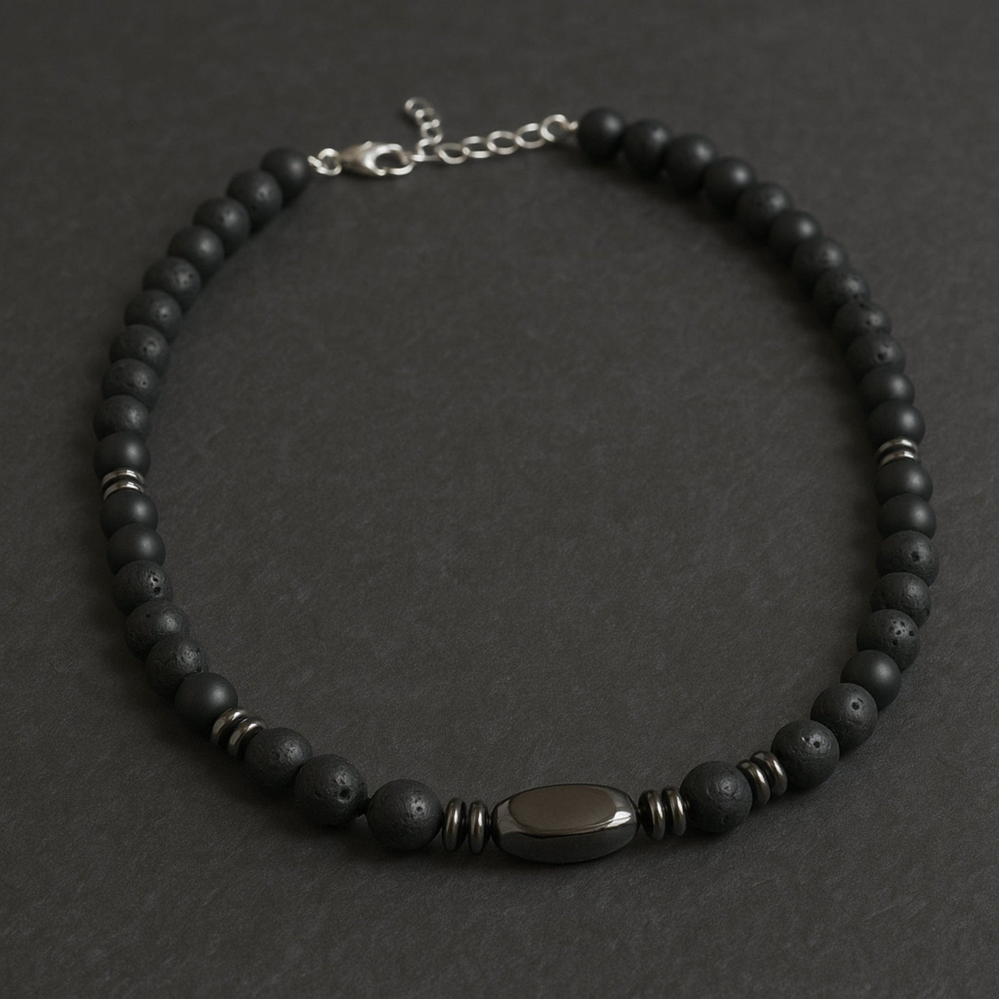 FENRIK - 8mm Beads Necklace with Natural Stone Mens & Boys (19-21 inch with adjustable cable chain) - THE MEN THING