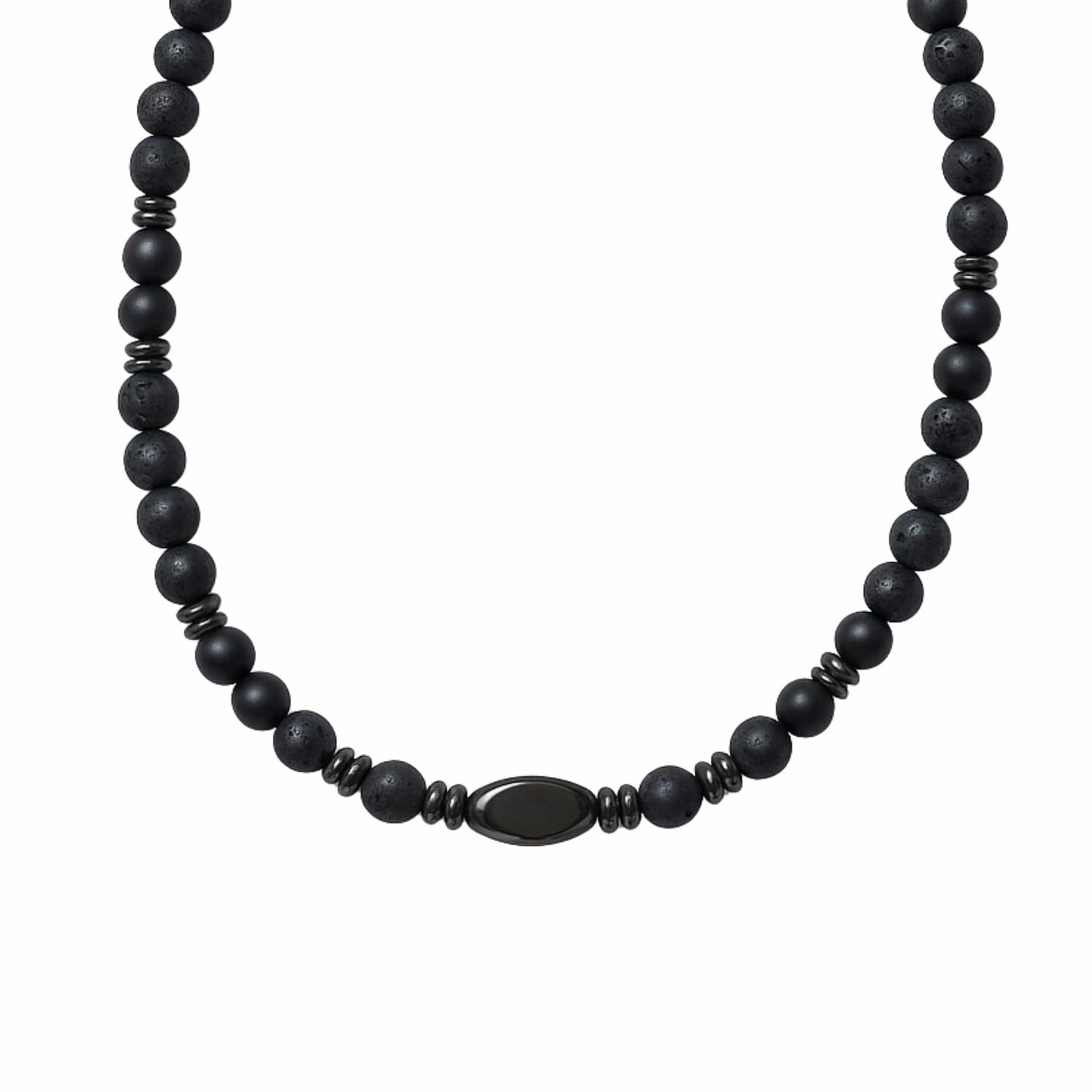 FENRIK - 8mm Beads Necklace with Natural Stone Mens & Boys (19-21 inch with adjustable cable chain) - THE MEN THING