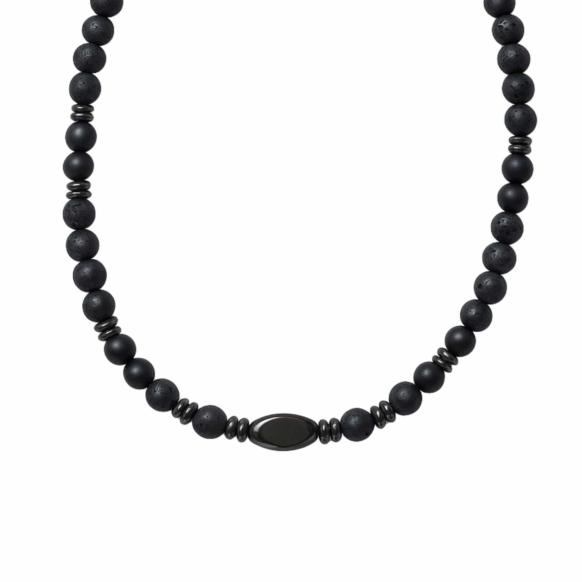 FENRIK - 8mm Beads Necklace with Natural Stone Mens & Boys (19-21 inch with adjustable cable chain) - THE MEN THING