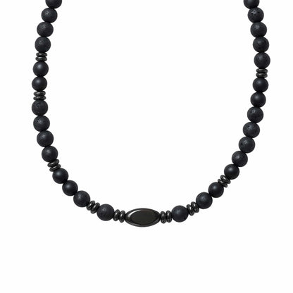 FENRIK - 8mm Beads Necklace with Natural Stone Mens & Boys (19-21 inch with adjustable cable chain) - THE MEN THING
