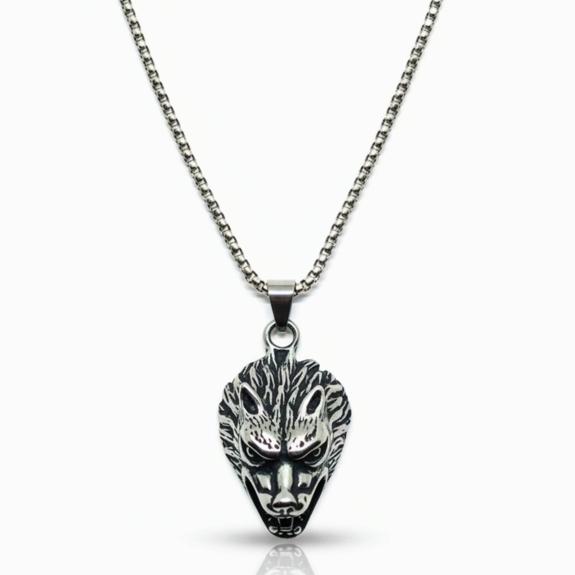 FENRIR HOWL - 27mm Titanium Steel Pendant with 24inch Round Box 5mm Chain for Men & Boys - THE MEN THING