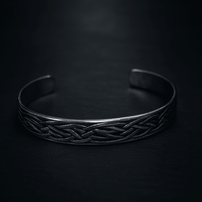 FENRIR TWIST - Pure Stainless Steel Open Bangle Bracelet (Adjustable) for Men & Boys - THE MEN THING