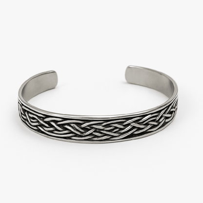 FENRIR TWIST - Pure Stainless Steel Open Bangle Bracelet (Adjustable) for Men & Boys - THE MEN THING