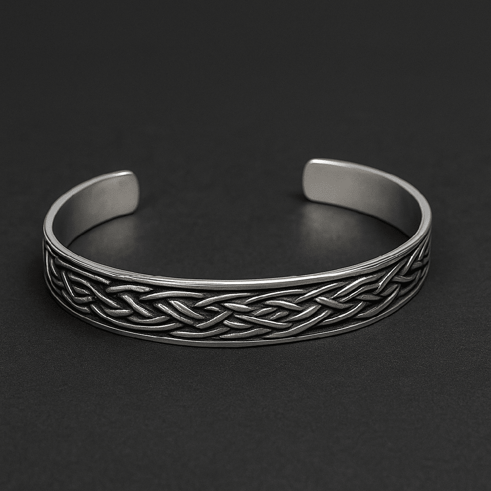 FENRIR TWIST - Pure Stainless Steel Open Bangle Bracelet (Adjustable) for Men & Boys - THE MEN THING